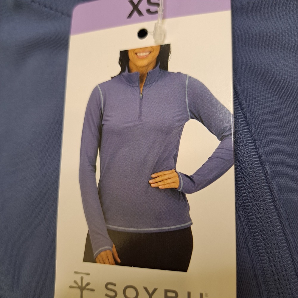 Soybu Womens Tee XS Blue NWT Quarter Zip Active Top 1898-210